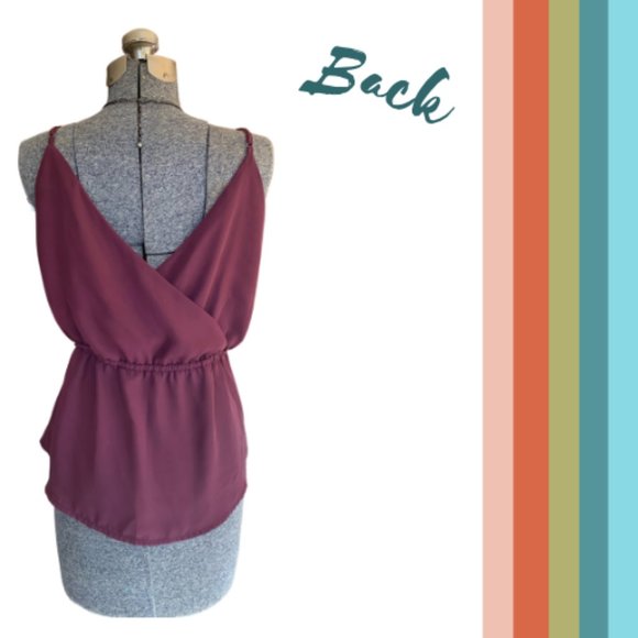 Adjustable Tank-top w/ Draped Back in Burgandy - Picture 3 of 4